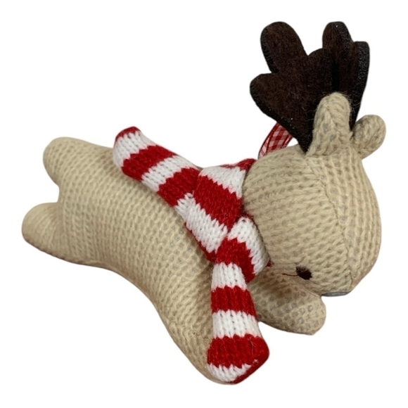 Handmade Ornament Reindeer Knitted Stuffed Christmas Tree Ornament Xmas Decor - Picture 3 of 4